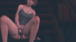 Jill Valentine masturbates on the stairs