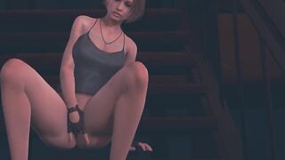 Jill Valentine masturbates on the stairs