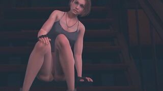 Jill Valentine masturbates on the stairs