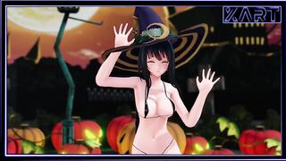 Happy Halloween Kawaii Witch Fucks with a Monster in a hockey Player Mask