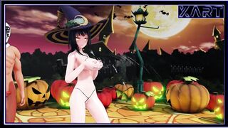 Happy Halloween Kawaii Witch Fucks with a Monster in a hockey Player Mask