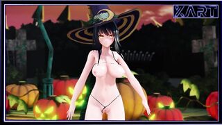 Happy Halloween Kawaii Witch Fucks with a Monster in a hockey Player Mask