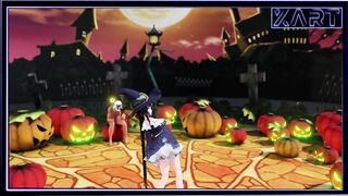 Happy Halloween Kawaii Witch Fucks with a Monster in a hockey Player Mask