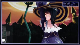 Happy Halloween Kawaii Witch Fucks with a Monster in a hockey Player Mask