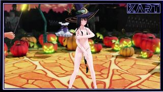 Happy Halloween Kawaii Witch Fucks with a Monster in a hockey Player Mask