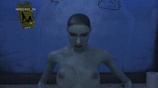 Monstrophilia Horror: Hentai Girl with Big Tits enjoys Pussy Licking in a Dirty Toilet (POV + Sound)