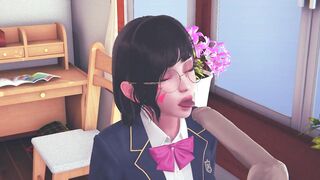 DVA schoolgirl licks your cock with her tongue and gets cum on her face