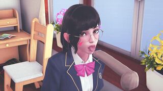 DVA schoolgirl licks your cock with her tongue and gets cum on her face