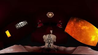 Sexy demon woman with small ass, cock teases, fucks and gives a handjob for a spooky ending in hells