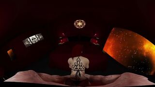 Sexy demon woman with small ass, cock teases, fucks and gives a handjob for a spooky ending in hells