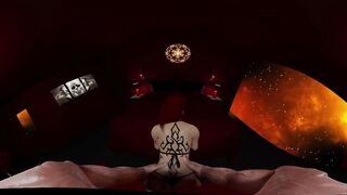 Sexy demon woman with small ass, cock teases, fucks and gives a handjob for a spooky ending in hells