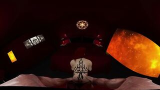 Sexy demon woman with small ass, cock teases, fucks and gives a handjob for a spooky ending in hells