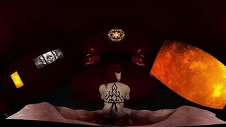 Sexy demon woman with small ass, cock teases, fucks and gives a handjob for a spooky ending in hells