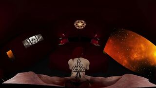 Sexy demon woman with small ass, cock teases, fucks and gives a handjob for a spooky ending in hells