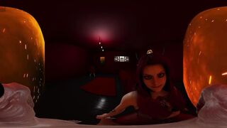 Sexy demon woman with small ass, cock teases, fucks and gives a handjob for a spooky ending in hells