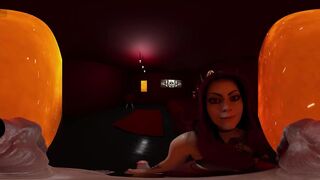 Sexy demon woman with small ass, cock teases, fucks and gives a handjob for a spooky ending in hells