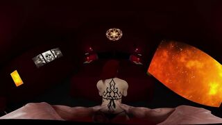 Sexy demon woman with small ass, cock teases, fucks and gives a handjob for a spooky ending in hells