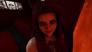 POV In hells bedroom. Sexy small breasted demon woman , cock teases, fucks and gives you a handjob w