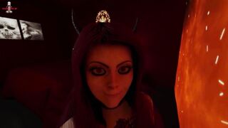 POV In hells bedroom. Sexy small breasted demon woman , cock teases, fucks and gives you a handjob w