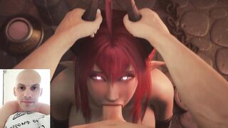 succubus demon with horns sucks big dick