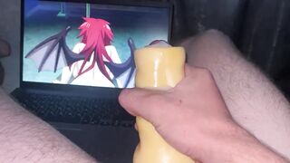 "treat me with cum" uncensored hentai and the guy jerks off on him, cumming profusely