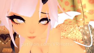 Succubus Demon Face and Cock Rides during Slumber Party Over POV Lap Dance