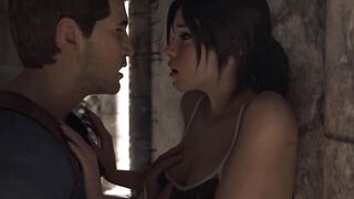 Lara Croft Fucked Hard by Drake Pinned To The Wall Creampie