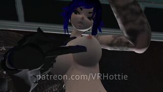 Cyberpunk 2077 Blue Haired Babe Fucks You in Pilot Chair Space Station Parody Robot POV Lap Dance