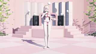 Lovely girl with tender tits dances in bondage.