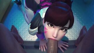 Overwatch Woman sucks it into milk