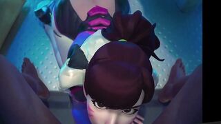 Overwatch Woman sucks it into milk