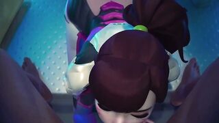 Overwatch Woman sucks it into milk
