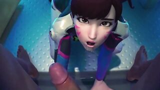 Overwatch Woman sucks it into milk