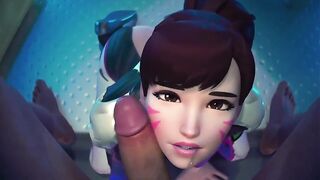 Overwatch Woman sucks it into milk