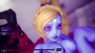 Subverse - Futanari double penetration and simultaneous cum in one girl
