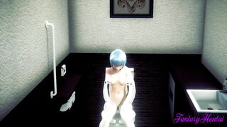 Evangelion Hentai - Rei Ayanami Pee in a Toilet