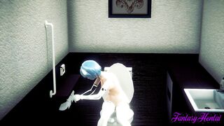 Evangelion Hentai - Rei Ayanami Pee in a Toilet