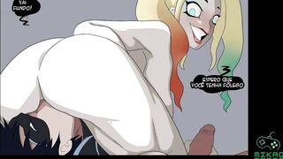 Arlequina faz boquete no Batman e Fode com Robin