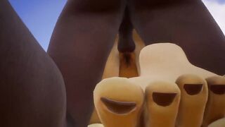 Long-legged 3D girl in the wild with a healthy guy 18+