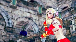 Justice powerful heroine battle to darkness goblin - 3d hentai animation