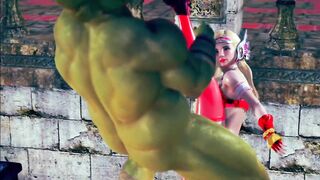 Justice powerful heroine battle to darkness goblin - 3d hentai animation