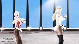 MMD HyunA - Lip & Hip Ahri Seraphine Sexy Kpop Dance League Of Legends KDA Uncensored Hentai