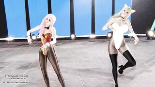 MMD HyunA - Lip & Hip Ahri Seraphine Sexy Kpop Dance League Of Legends KDA Uncensored Hentai