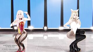 MMD HyunA - Lip & Hip Ahri Seraphine Sexy Kpop Dance League Of Legends KDA Uncensored Hentai