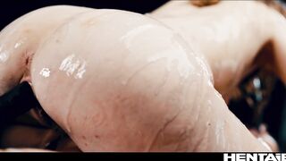 Hot redhead and sexy asian for fucked and creampied by monsters