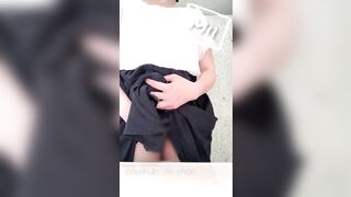 Hentai japanese girl exposes masturbation in a public toilet