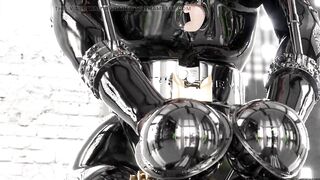 Ginger in Hardcore Metal Bondage and Latex Catsuit 3D Animation