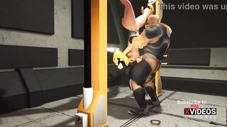 A sexy busty ebony gets fucked by a sci-fi soldier in the sci-fi cell