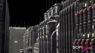 A sexy busty ebony gets fucked by a sci-fi soldier in the sci-fi cell