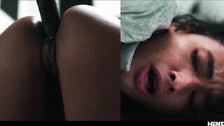 Hot mulatto chick fucked in all holes by Alien monsters